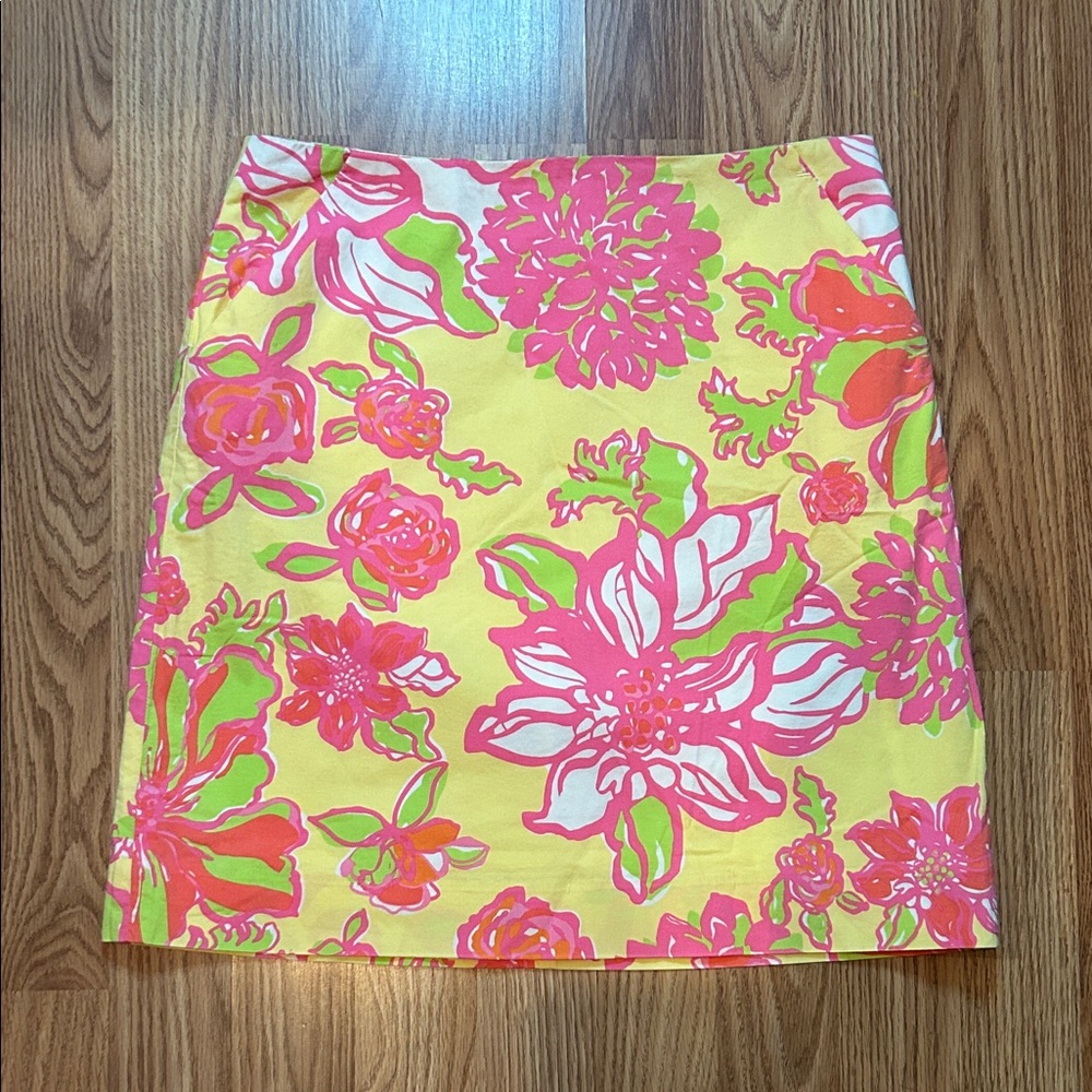 Lilly Pulitzer Floral Mini Skirt - Pink and Yellow